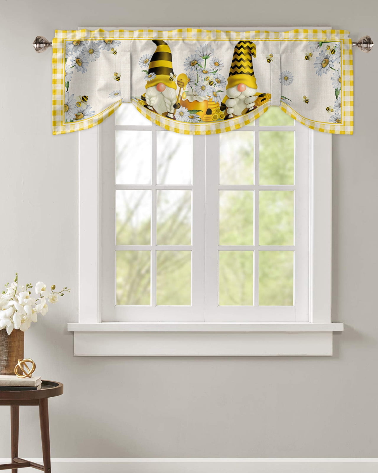Kitchen Valances for Windows, Adjustable Window Treatments with Tieup