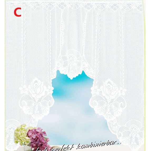 Kitchen Valances for Windows, Floral Embroidery Lace Curtain Swag, Privacy White Swag Curtains, Semi Sheer Bathroom Tiers for Small Windows, Kitchen Curtain Swag, Rod Pocket Top