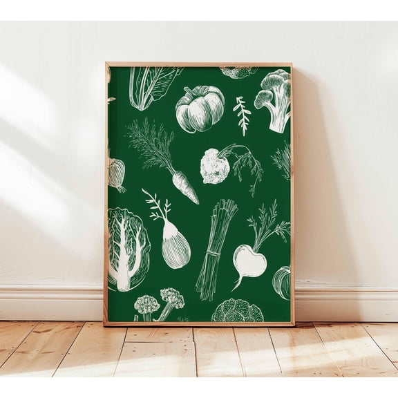 Kitchen Vegetable Wall Art Botanical Veggie Print Farmhouse Kitchen Decor Food Illustratio