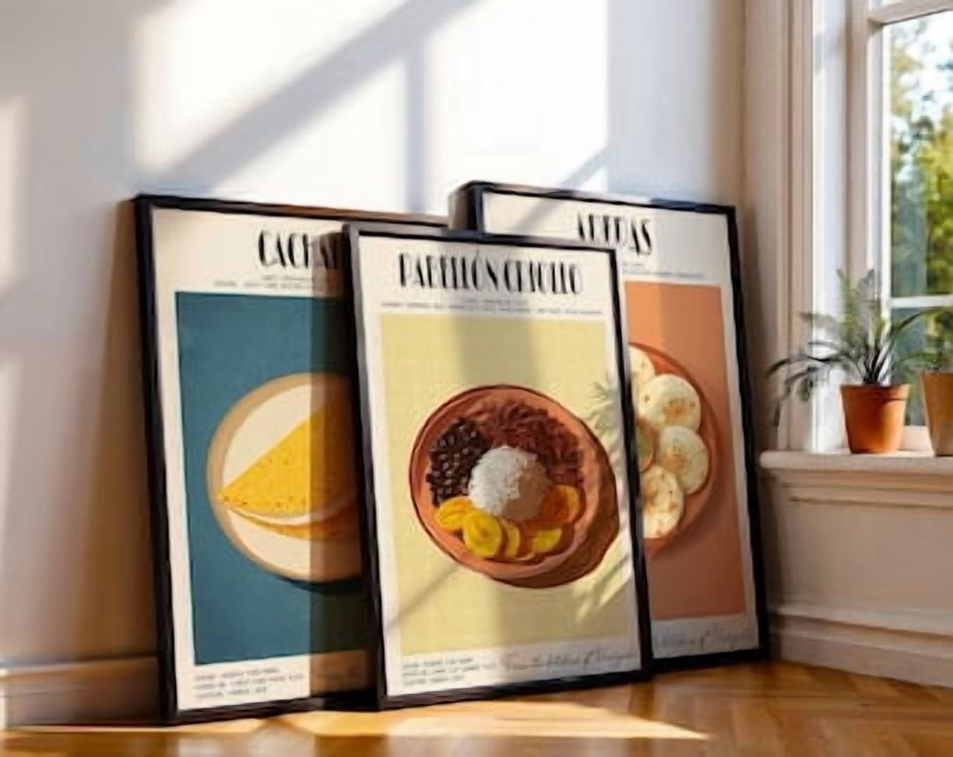 Making Arepas Kitchen Venezuelan Food Arepas Cachapa Pabellon Criollo Poster, Set 3 ...