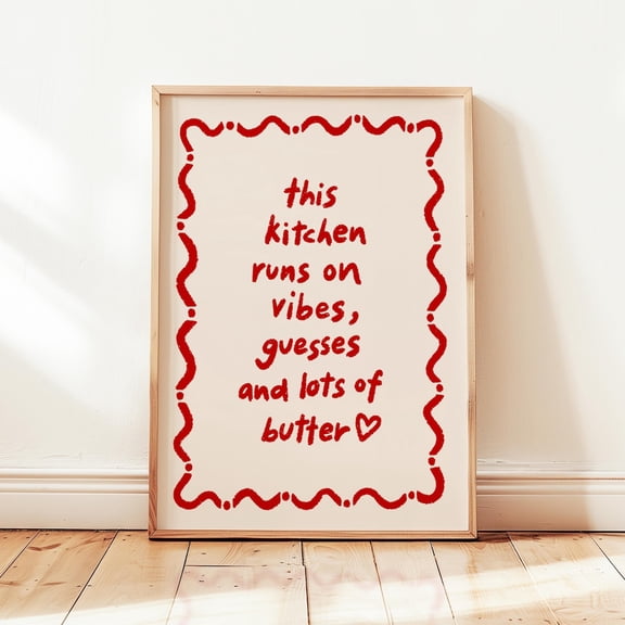 Kitchen Vibes Poster Retro Heart Cooking Minimalist Dining Room Wall Decor Design1 Poster, Unframed Size 8x12