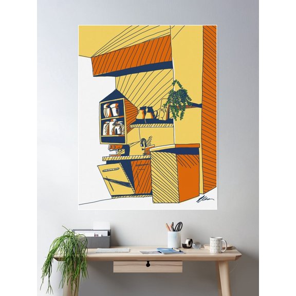 Kitchen View Poster Wall Art, Modern Wall Decor For Living Room Bedroom, 12x18 UNFRAMED