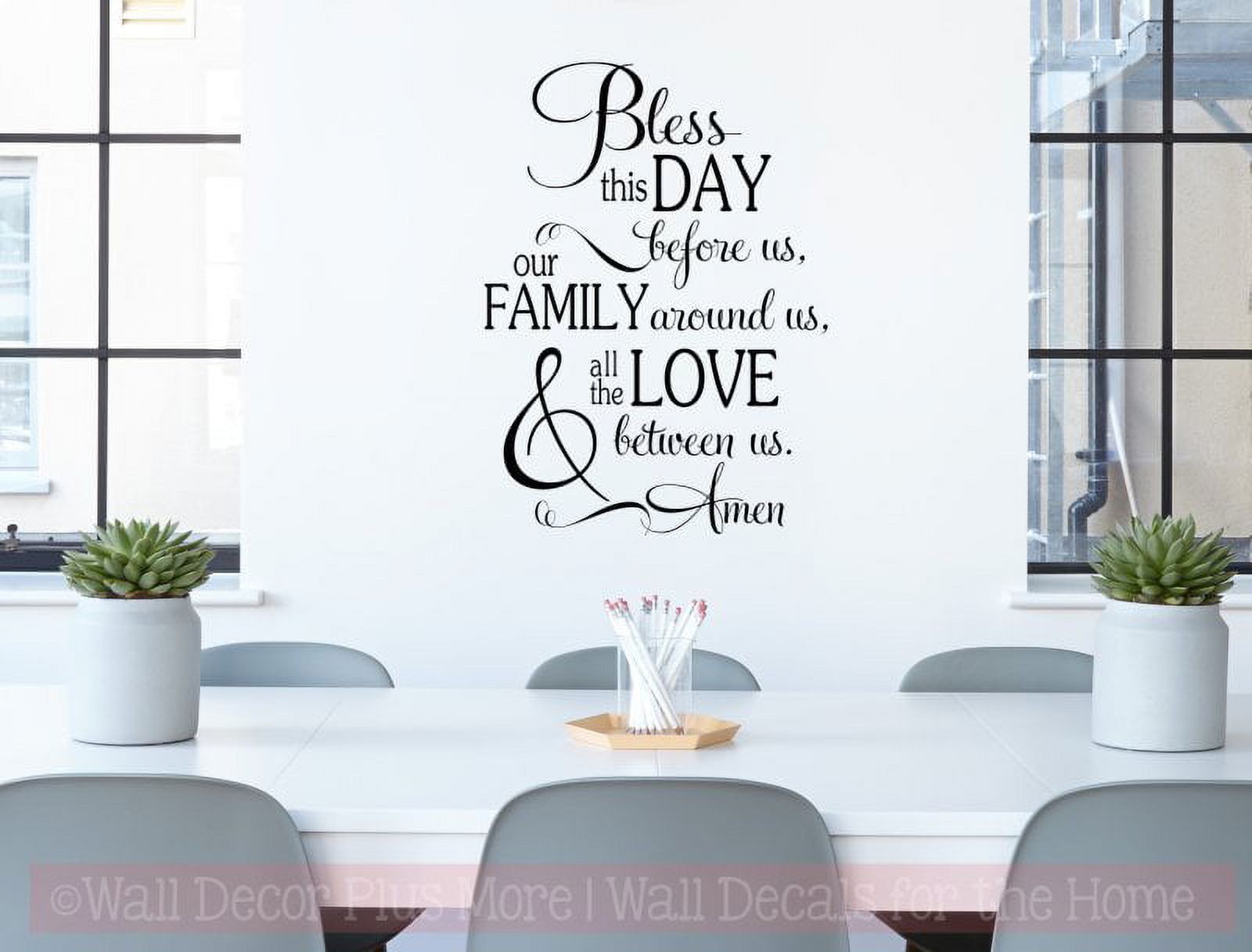 Kitchen Wall Art Decals Bless This Day Amen Love Vinyl Letter Stickers  23x17-Inch Black 