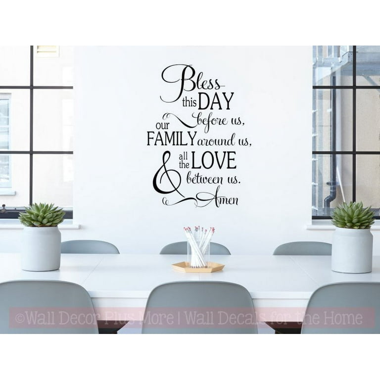 Kitchen Wall Art Decals Bless This Day Amen Love Vinyl Letter Stickers  23x17-Inch Black 
