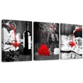 thumbnail image 1 of Kitchen Wall Art For Dining Room Wall Decor Still Life Black And White Canvas Art Prints Wine Barrel Bar Red Rose Painting Modern Family Wall Decorations Restaurant Bedroom Decor Artwork 3 Piece Set, 1 of 6