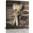 thumbnail image 1 of Kitchen Wall Art Dining Room Wall Decor Wooden Fork Spoon Kitchen Pictures Wall Decor Country Canvas Prints Painting Framed Artwork Home Decorations For Dining Room Restaurant 12"x16", 1 of 6