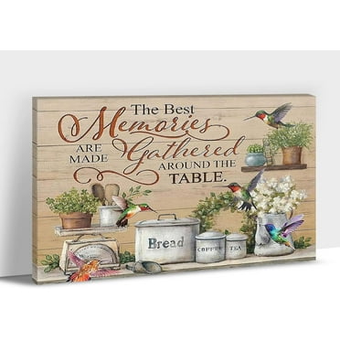 Kitchen Wall Art - Farmhouse Canvas Wall Art, Vintage Kitchen Sign Print Picture For Decor Bathroom, Rustic Landscape Painting, Framed Kitchen Accessories Artwork For Dining Room Wall Decor 12x18 inch
