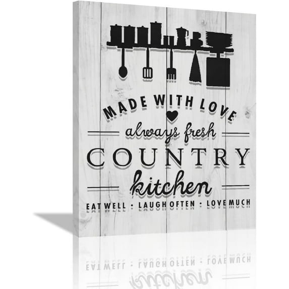 Kitchen Wall Art Farmhouse Country Rustic Kitchen Pictures Wall Decor Kitchen Canvas Print Painting Modern Home Framed Artwork For Dining Room 12"x16"
