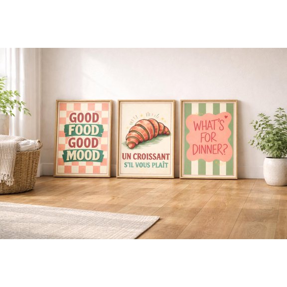 Kitchen Wall Art Prints Retro Kitchen Prints Vintage Kitchen Decor Pastel Kitchen Wall Art Set Set 3