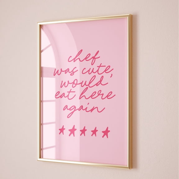 Kitchen Wall Art, Trendy 'Chef Was Cute' Home Decor, Stretched Canvas 16x20in
