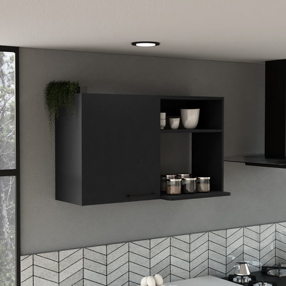 Kitchen Wall Cabinet Product Feature Collection - 3-4 Shelves, Multicolor, Particle Board, Metal Handles, Corner Unit, Functional Accessory Series One Door Multicolor Board Shelving With Practical