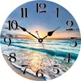thumbnail image 1 of Kitchen Wall Clock - Home Decorative Wall Clock,12 Inch Silent Non-Ticking Quartz Battery Operated Clock, Easy to Read Round Arabic Numerals Ocean Wave Pattern Wooden Wall Clocks, 1 of 6