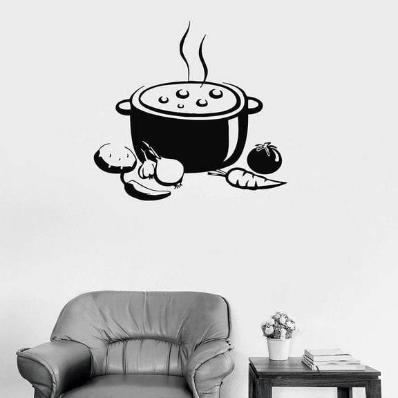 Kitchen Wall Decal Chef Soup Cooking Restaurant Dining Room Interior Decor Door Window Vinyl Sticker Delicious Food Mural 28x30cm