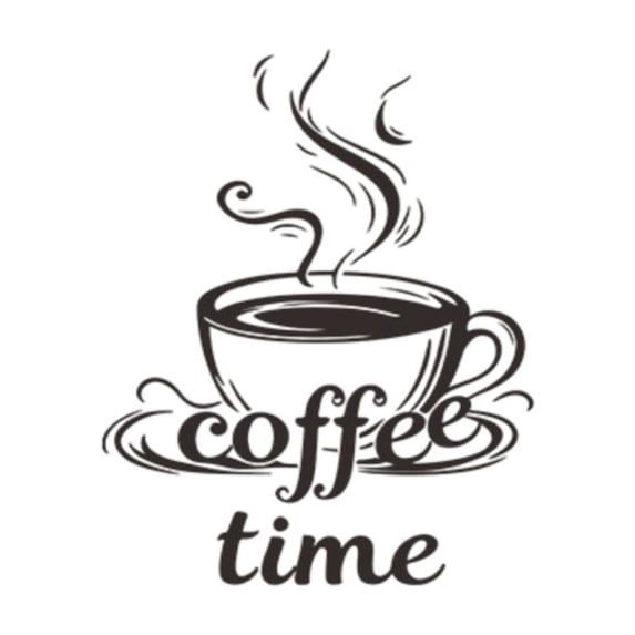 Kitchen Wall Decal Coffee Wall Decor Sticker, Black Coffee Decor For Coffee Bar And Coffee Station, Removable Kitchen Signs For Kitchen Decorations Wall Coffee Time 1*