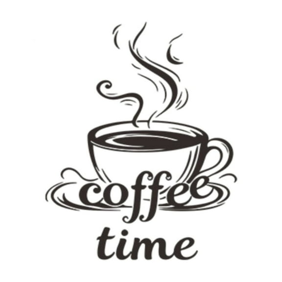 Kitchen Wall Decal Coffee Wall Decor Sticker, Black Coffee Decor For Coffee Bar And Coffee Station, Removable Kitchen Signs For Kitchen Decorations Wall Coffee Time 1*