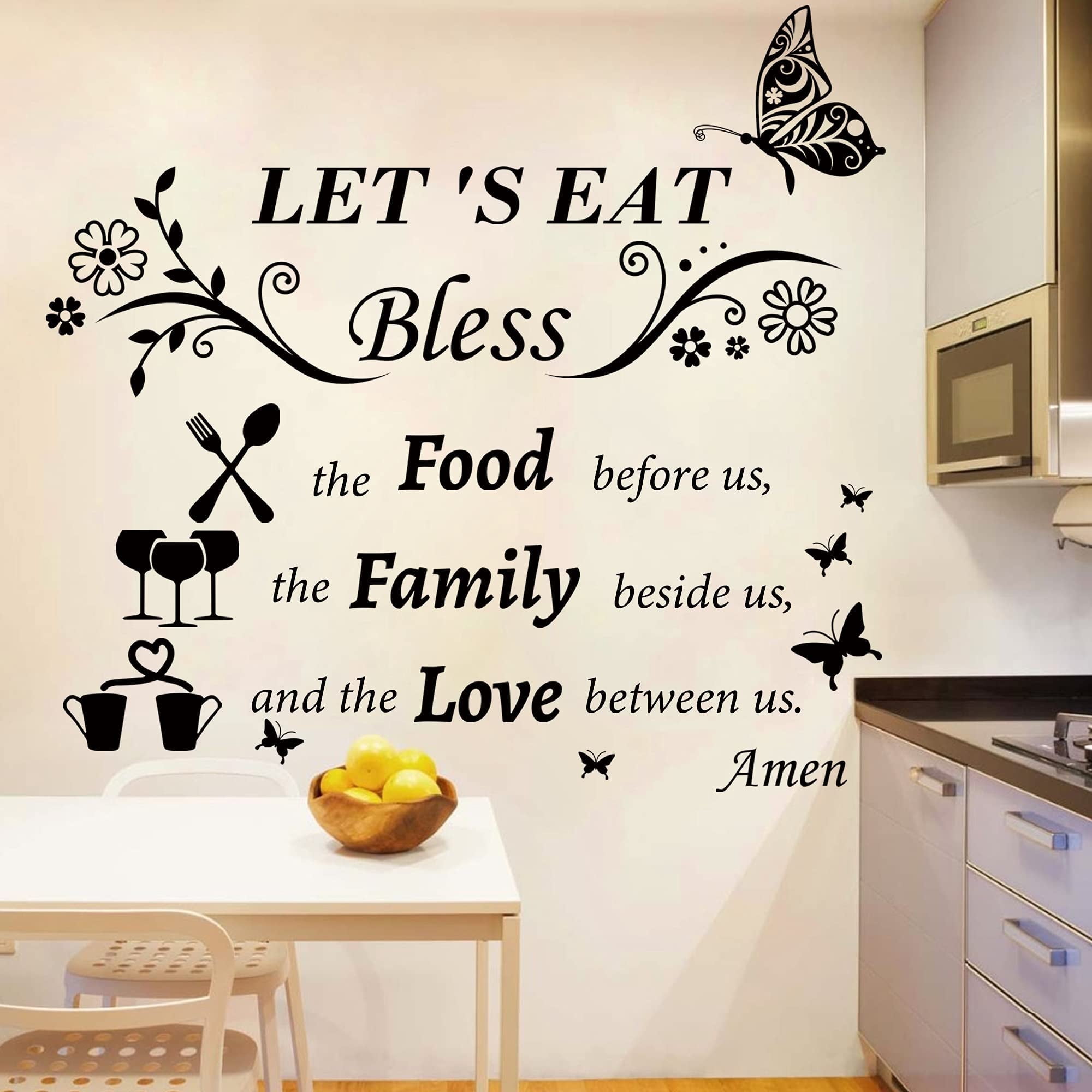 Kitchen Wall Decals Dinner Meal Prayer Wall Stickers Vinyl Kitchen ...