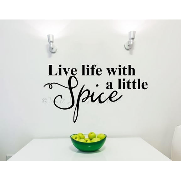 Kitchen Wall Decals Live Life With Spice Quotes Vinyl Art Decor Sticker 23x13-Inch Black