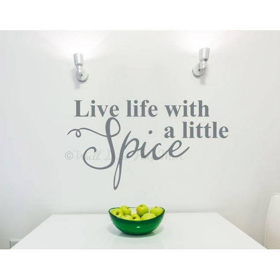 Kitchen Wall Decals Live Life With Spice Quotes Vinyl Art Decor Sticker 23x13-Inch Storm Gray