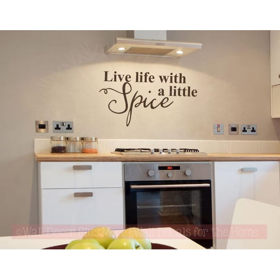 Kitchen Wall Decals Live Life With Spice Quotes Vinyl Art Decor Sticker 36x20-Inch Chocolate Brown