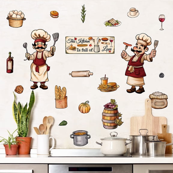 Kitchen Wall Decals This Kitchen Is Full Of Love Quote Cooking Utensil Food Stickers Peel And Stick Dining Room Decor 3 Pieces