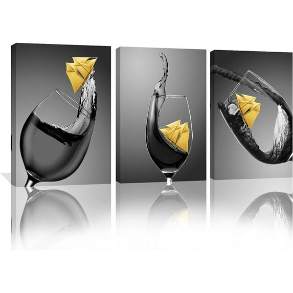 Kitchen Wall Decor Kitchen Wall Art Wine Decor Kitchen Decorations Wall Sailboat Kitchen Pictures Wall Decor Canvas Prints Decorative Artwork Relax Painting for Home Dining Room Decor Restaurant