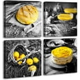 thumbnail image 1 of Kitchen Wall Decor Black and White Yellow Wall Art Bread Cake Fruit Picture Canvas Print Paintings for Cafe Dining Room Restaurant Farmhouse Kitchen Decoration 12" Wx12 Hx4, 1 of 6