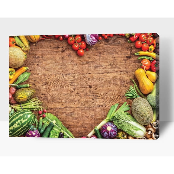 Kitchen Wall Decor Canvas Art, Green Vegetable Canvas Print for Dining Room Decor, Contemporary Vegetable Picture Kitchen Framed Painting for Restaurant Decoration-Ready to Hang 12x18