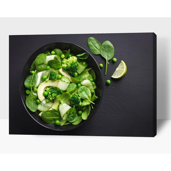 Kitchen Wall Decor Canvas Art, Green Vegetable Canvas Print for Dining Room Decor, Contemporary Vegetable Picture Kitchen Framed Painting for Restaurant Decoration-Ready to Hang 12x18