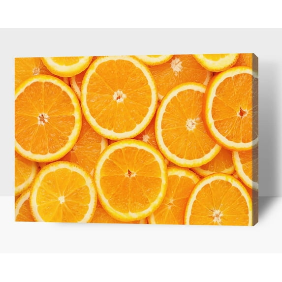 Kitchen Wall Decor Canvas Art, Yellow Orange Fruit Canvas Print for Dining Room Decor, Contemporary Fruit Picture Kitchen Framed Painting for Restaurant Decor-Ready to Hang 12x18