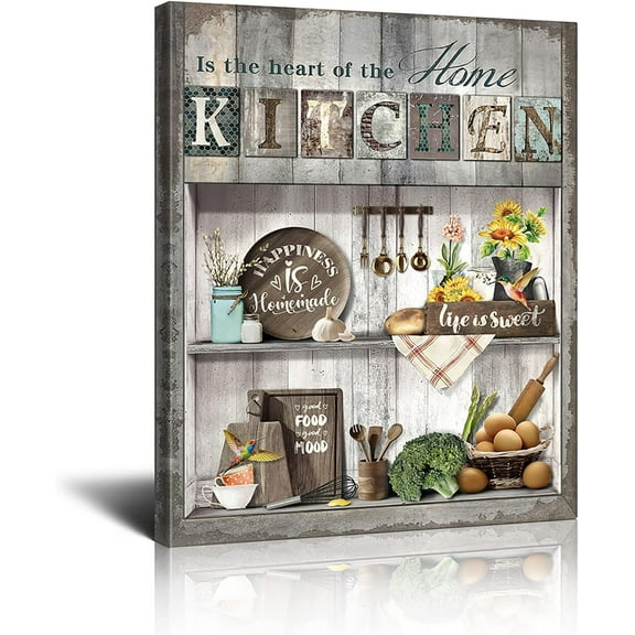 Kitchen Wall Decor Farmhouse kitchen Signs Wall Decor Funny Quote Canvas Print Art Modern Kitchen Pictures for Wall Rustic Farmhouse Wall Decor for Kitchen Home Framed 12x16 Inch