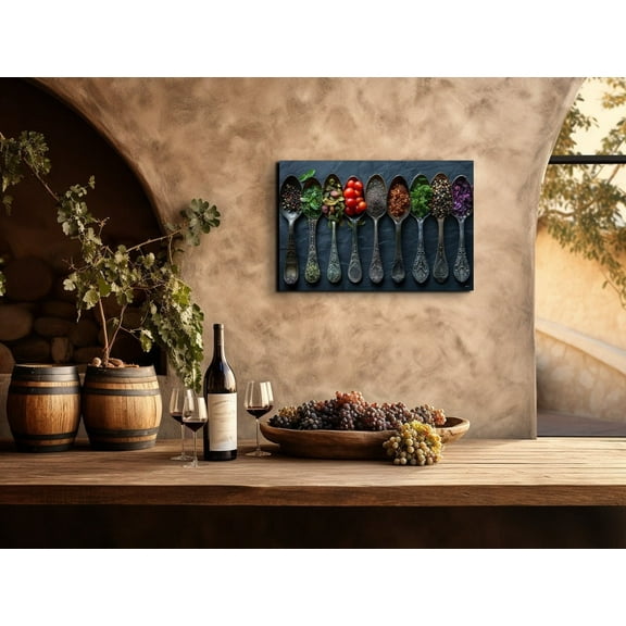 Kitchen Wall Decor Herbs And Spices Print Dining Room Wall Art Modern Kitchen Decor Spices Large Art, Seasoning Spoons Wall Art, Modern Wall Decor, 16x24 UNFRAMED