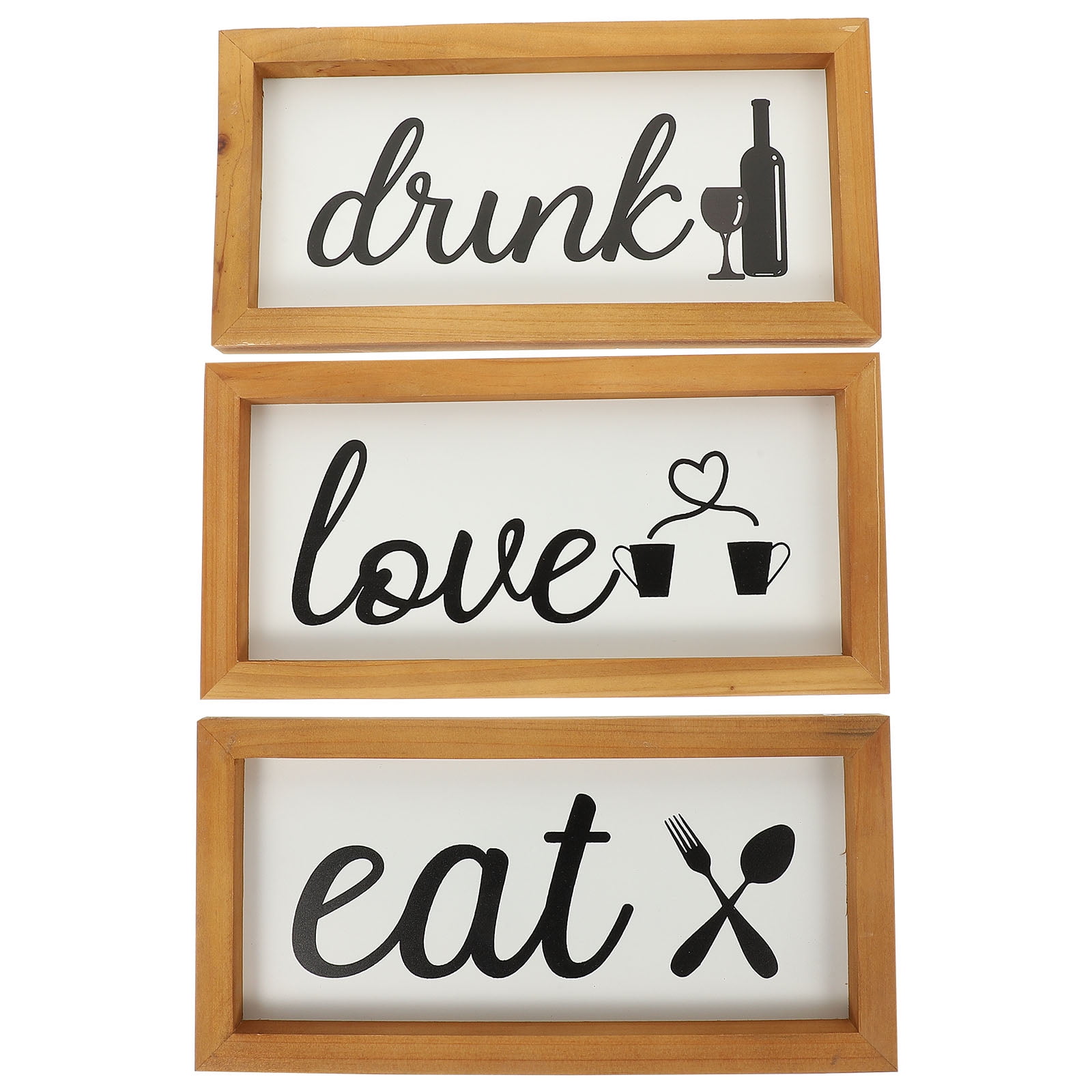 Kitchen Wall Decor Sign Wooden Eat Love Wood Signs Farmhouse Drink