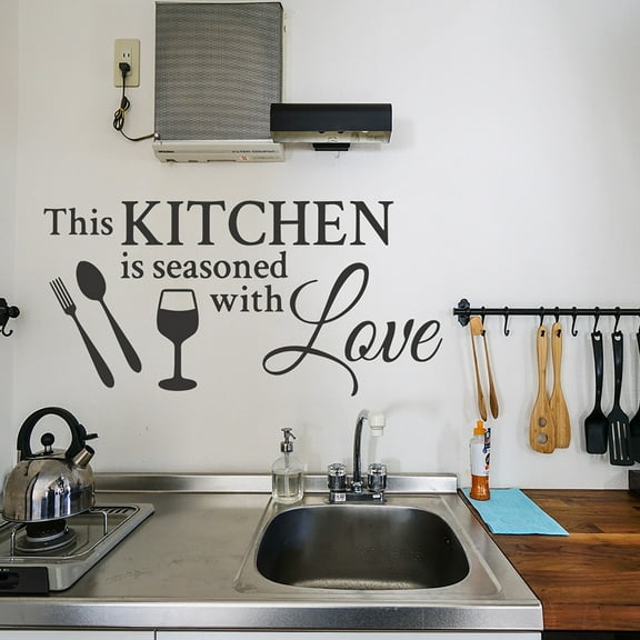 Kitchen Wall Decor Stickers Kitchen Quotes this Kitchen is Seasoned with Love Wall Sticker Removable Wall Decals Vase Wall Art Sticker for Dinning Room Kitchen Restaurants Home Clearance