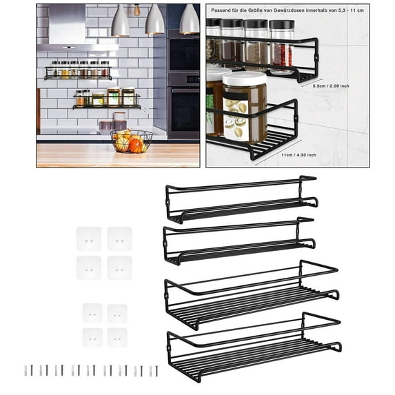 Kitchen Wall Hanging Spice Shelves Rack, Easy to Install, Versatile Use