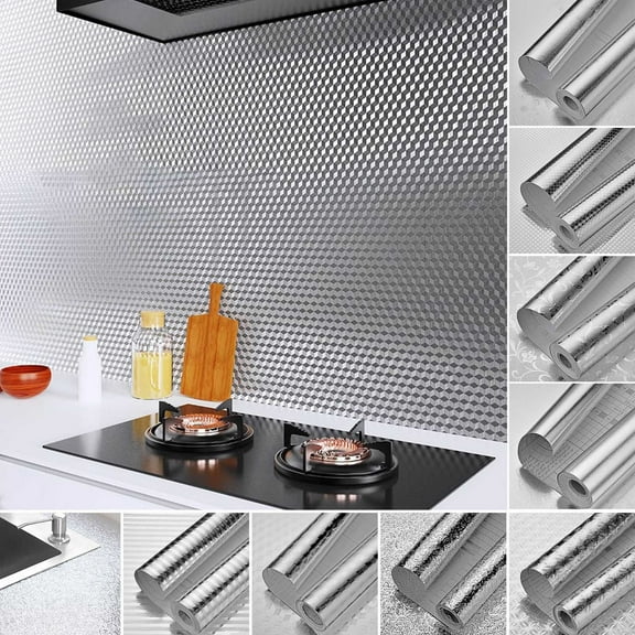 Kitchen Wall Sticker under $5! Yannianjz Kitchen PVC Self-Adhesive Wallpaper, Oil-Proof and Heat Resistant Foil Sticker, Cabinet and Drawer Liner for Backsplash