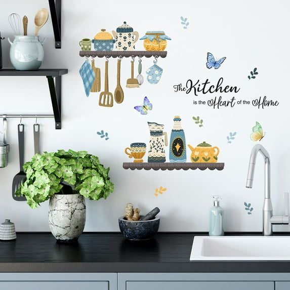 Kitchen Wall Stickers Fun Design Cook Utensils Home Decoration Restaurant