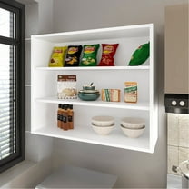Kitchen Wall Storage Cabinet, White: 3 Shelves, 12" Deep, Design Open Shelf White : 30" H X 36" W, Modern Organization