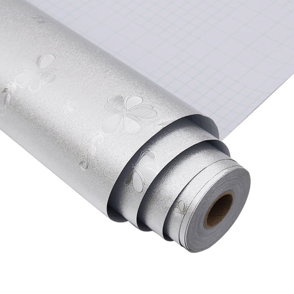 Kitchen Wallpaper Stainless Steel Contact Paper Self Adhesive Aluminum Foil Heat Resistant Peel And Stick Backsplash Kitchen Oil Proof Sticker Silver Contact Paper Stove Wall Protector