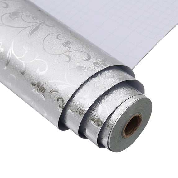Kitchen Wallpaper Stainless Steel Contact Paper Self Adhesive Aluminum Foil Heat Resistant Peel And Stick Backsplash Silver Contact Paper Kitchen Oil Proof Sticker Stove Wall Protector
