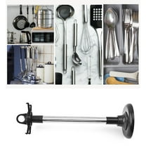 Kitchen Ware Storage Rack,Stainless Steel Kitchen Utensil Holders Organizer, Countertop 360 Degree Rotating Utensil Holders for Kitchen Counter with 6 Hooks,Space-saving&Easy to clean,Black.