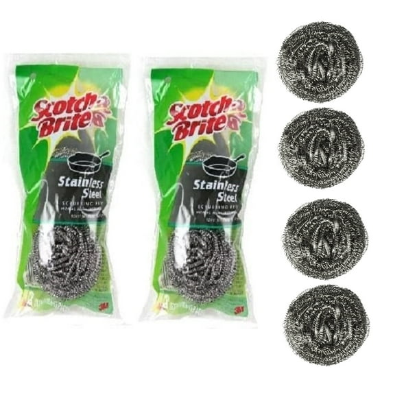 Kitchen Washing Ball Scrubber Sponge Stainless Steel Wire ball 2 Counts per pack (2 Pack)