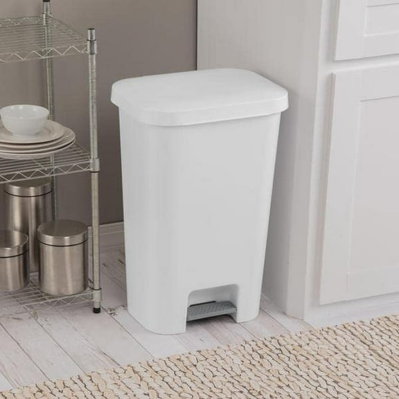 Sterilite Kitchen Wastebasket Step-On - 11 Gal, White