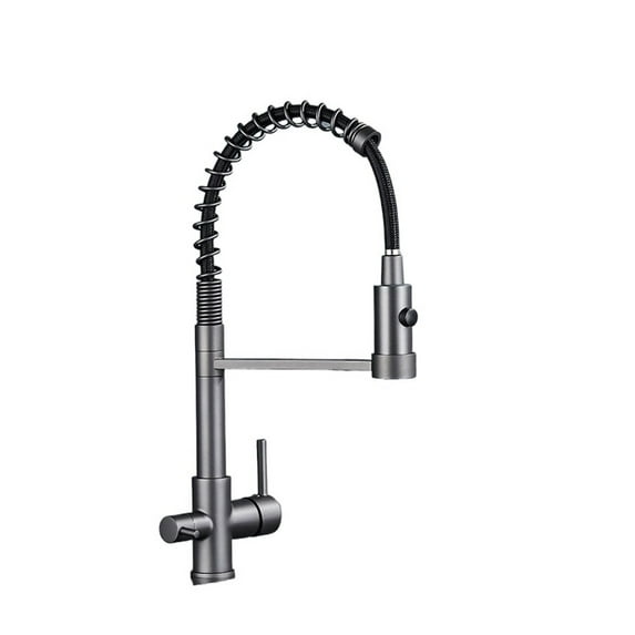 Kitchen Water Filter Faucet Dual Spout Pure Drinking Water Mixer Tap,Rotation Water Purification Feature Taps Kitchen Crane - Modern Design