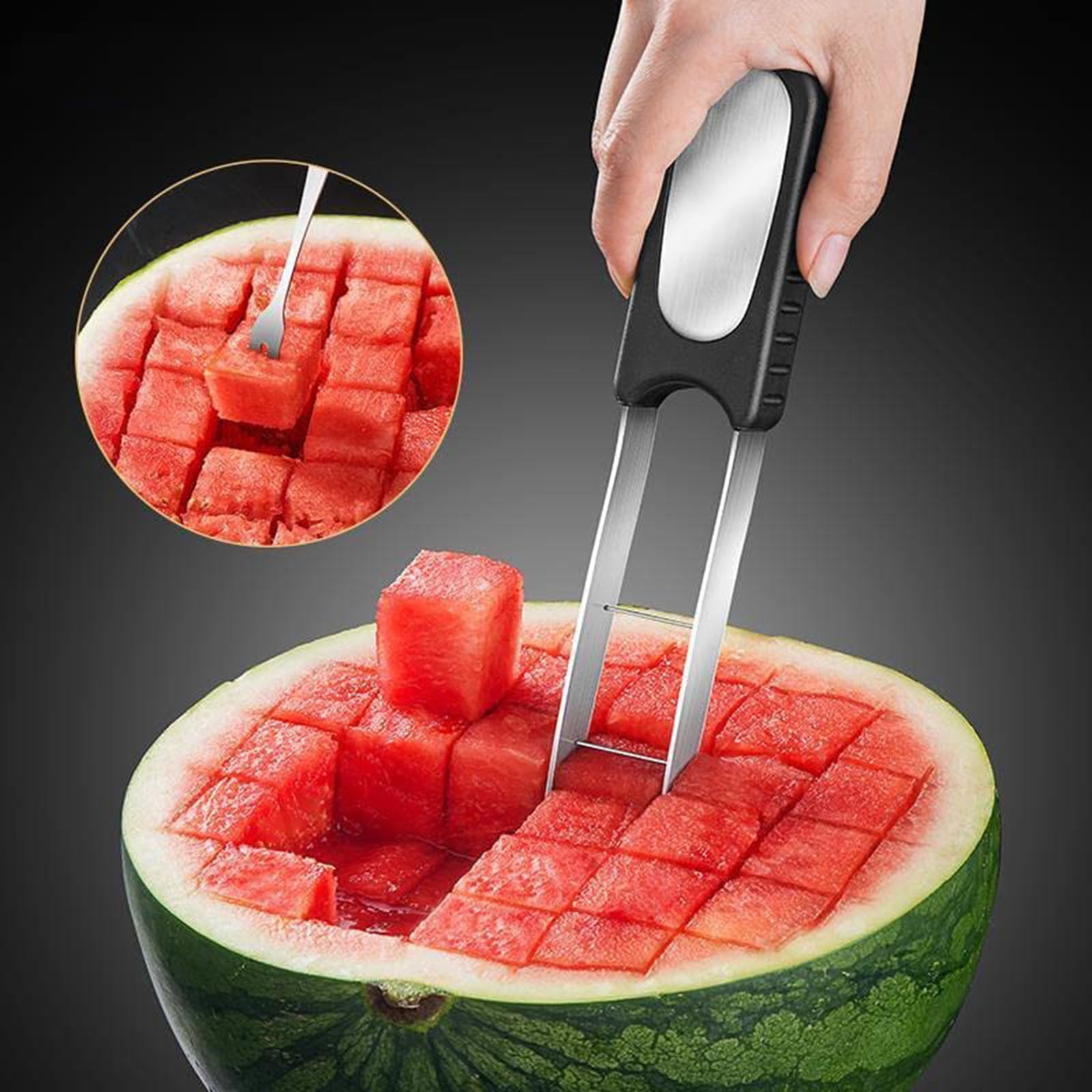 Extra Large Watermelon Slicer Cutter Comfort Silicone Handle,Home Stainless  Steel Round Fruit Vegetable Slicer Cutter Peeler Corer Server for