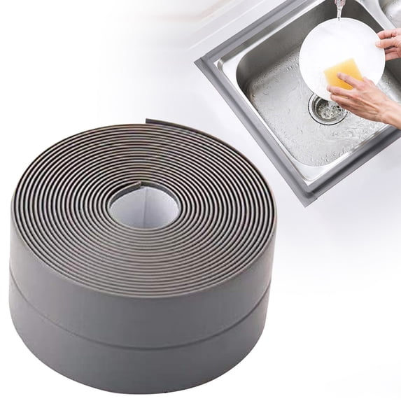 Kitchen Waterproof Tape, Self Adhesive Sealing Strip for Bathroom Toilet Wall Corner, Flexible Caulk Tape for Bathtub Countertop Sink, Water Seepage Dirt Buildup Proof, 1 Roll of Grout Tape