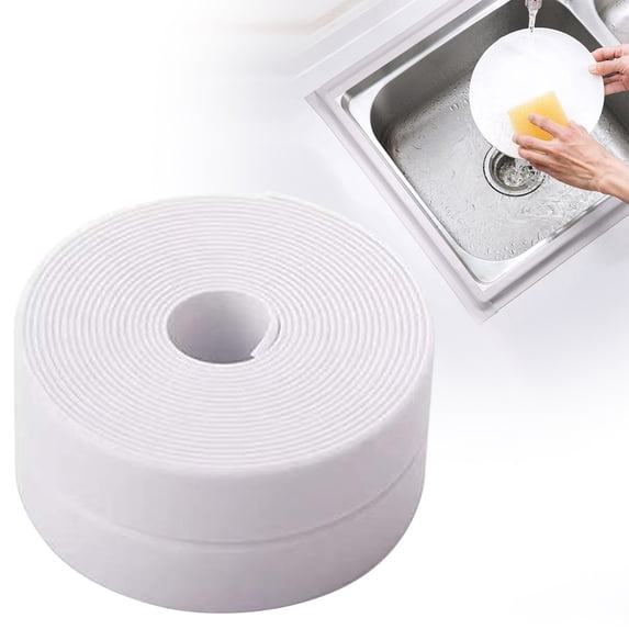 Kitchen Waterproof Tape, Self Adhesive Sealing Strip for Bathroom Toilet Wall Corner, Flexible Caulk Tape for Bathtub Countertop Sink, Water Seepage Dirt Buildup Proof, 1 Roll of Grout Tape