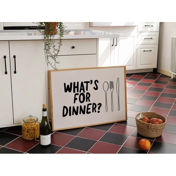 Kitchen Whats For Dinner Wall Art Print, Eye Catching Kitchen And Dining Theme For Dining Room And Gallery Wall Decor