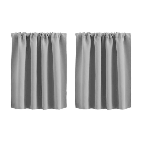 Kitchen Window Curtains - Blackout Privacy Half Window Curtains for Bedroom Bathroom Dining Living Room Cafe Office Short Tiers Drapes 1PC - Light Gray
