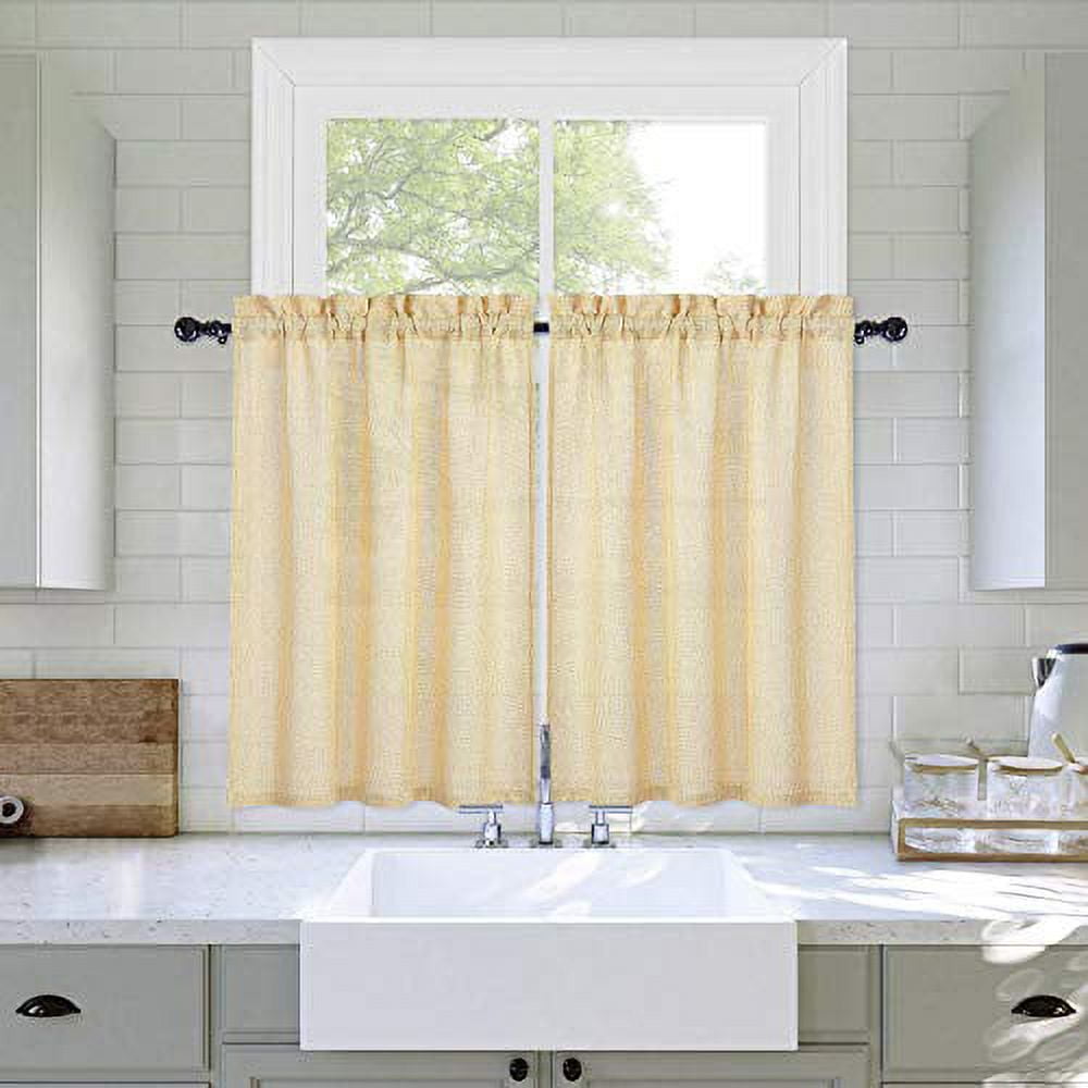 Kitchen Window Curtains, Half Window Treatment Cafe Curtains, Set of 2 ...