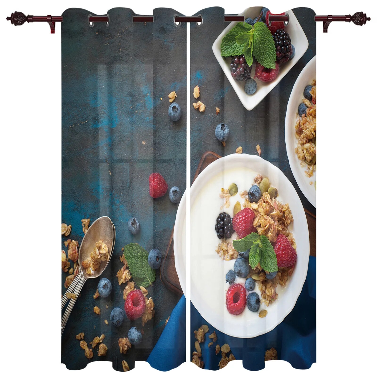 Kitchen Window Curtains Plate Fruit Candy Adult Children Bedroom